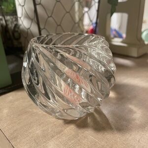 Crystal Clear Brand Swirl Design Crystal Candle Holder
